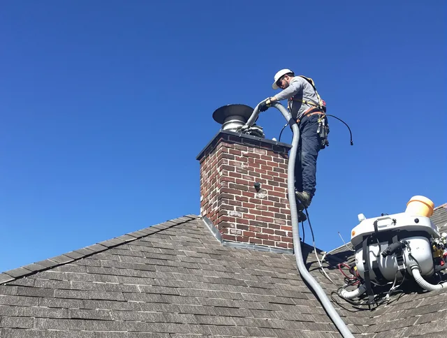 Dedicated Mission Viejo Chimney Sweep team member cleaning a chimney in Mission Viejo, CA