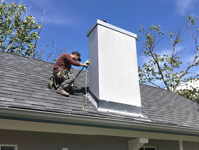 Mission Viejo Chimney Sweep team member finishing chimney construction in Mission Viejo, CA