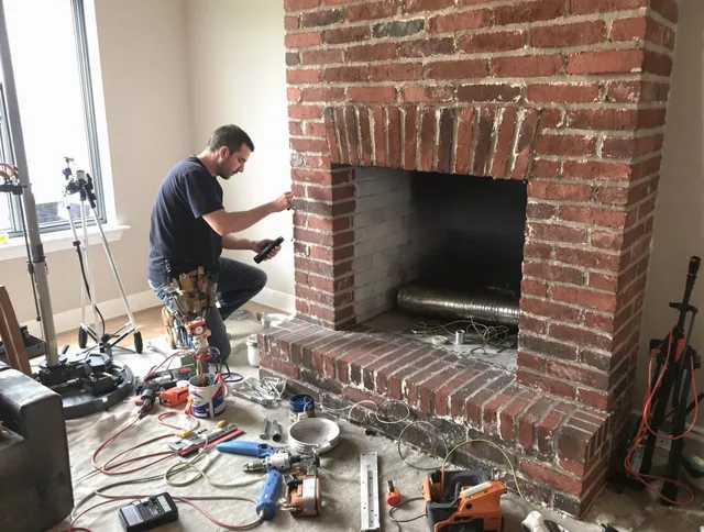 Mission Viejo Chimney Sweep specialist finalizing chimney liner service in Mission Viejo, CA