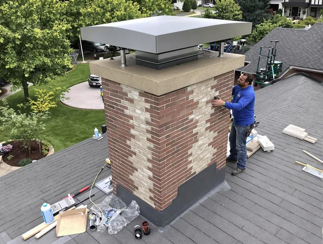 Mission Viejo Chimney Sweep team working on a custom chimney remodel in Mission Viejo, CA